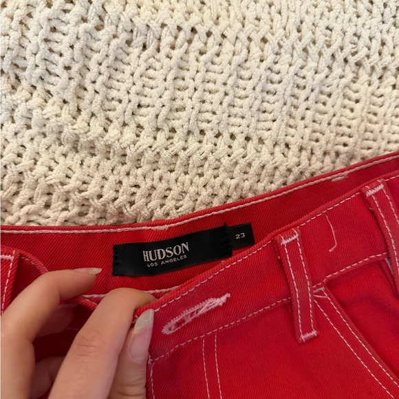 Hudson Jeans | NWOT | ‘Carpenter’ Women's Red Denim Shorts | sz 23 - Picture 4 of 7